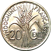 Fig 5. French Indo-China 20 Centimes 1941–S